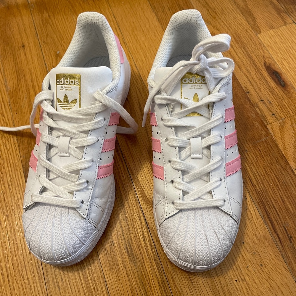 Adidas pink and white shell tops